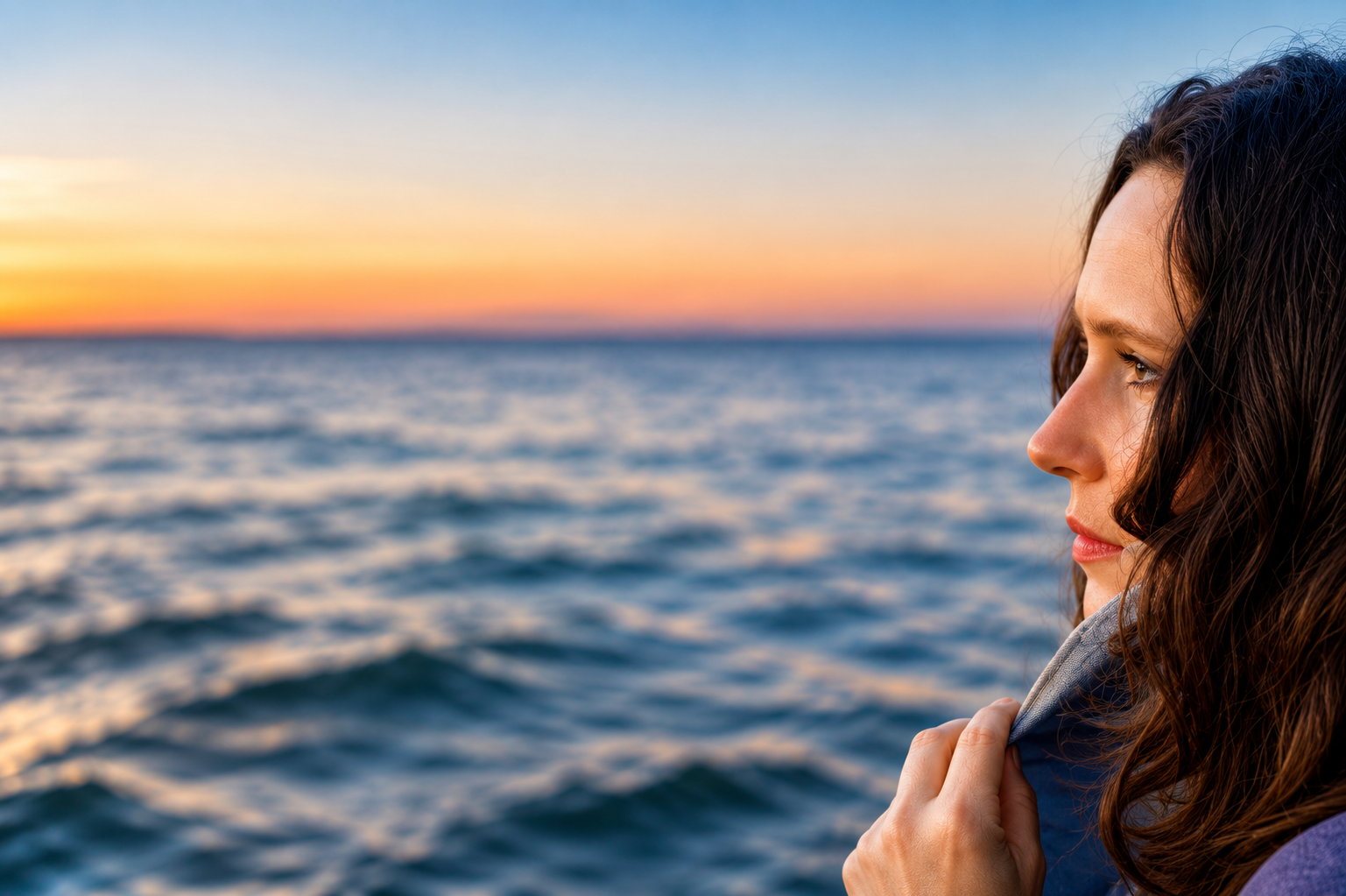 Porträt von Sara Léux am Meer